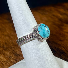 Load image into Gallery viewer, Turquoise &amp; Sterling Silver Gallery Wire Rings