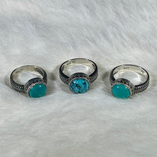 Load image into Gallery viewer, Turquoise &amp; Sterling Silver Gallery Wire Rings