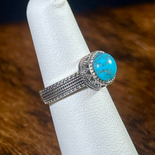 Load image into Gallery viewer, Turquoise &amp; Sterling Silver Gallery Wire Rings
