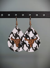 Load image into Gallery viewer, Cow Skull Faux Leather Earrings