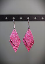 Load image into Gallery viewer, Pink Diamond Faux Leather Earrings