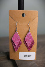 Load image into Gallery viewer, Pink Diamond Faux Leather Earrings