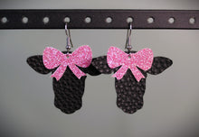 Load image into Gallery viewer, Black Cow Faux Leather Earrings