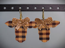Load image into Gallery viewer, Light Brown Plaid Cow Faux Leather Earrings