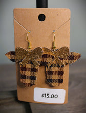 Load image into Gallery viewer, Light Brown Plaid Cow Faux Leather Earrings