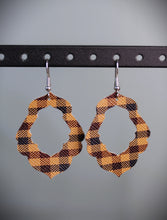 Load image into Gallery viewer, Light Brown Plaid Faux Leather Earrings