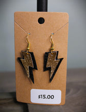 Load image into Gallery viewer, Lightning Bolt Faux Leather Earrings