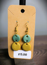 Load image into Gallery viewer, Sage &amp; Mustard Circle Polymer Clay Earrings