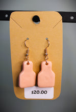 Load image into Gallery viewer, Pink Ear Tag Polymer Clay Earrings