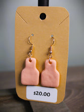 Load image into Gallery viewer, Pink Ear Tag Polymer Clay Earrings