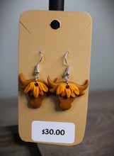 Load image into Gallery viewer, Highland Cow With Horns Polymer Clay Earrings