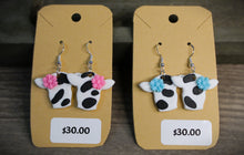 Load image into Gallery viewer, Holstein Cow Polymer Clay Earrings (Large)