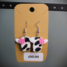 Load image into Gallery viewer, Holstein Cow Polymer Clay Earrings (Large)
