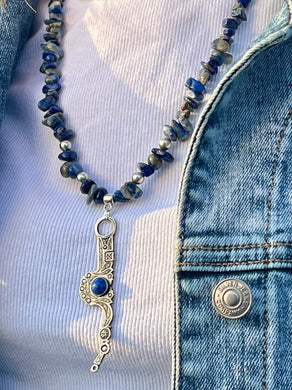 Lapis Lazuli & Sterling Silver Necklace – Bit Pendant