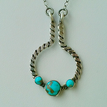 Load image into Gallery viewer, Turquoise &amp; Sterling Silver Ring Keeper Necklaces