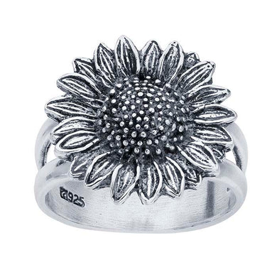 Oxidized Sterling Silver Sunflower Ring