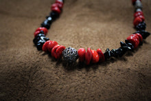 Load image into Gallery viewer, Beaded Red Sea Bamboo Black Onyx Necklace