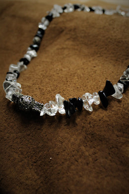 Beaded Black Onyx & Crystal Quartz Necklace