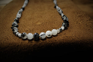 Beaded Black Onyx Quartz Necklace