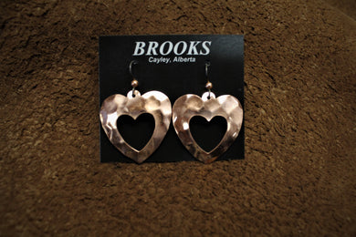 Textured Heart Copper Earrings