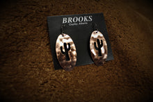 Load image into Gallery viewer, Textured Oval with Cactus Copper Earrings