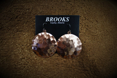 Textured Domed Circle Copper Earrings