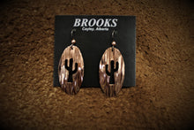 Load image into Gallery viewer, Textured Oval with Cactus Copper Earrings