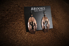 Load image into Gallery viewer, Textured Oval with Cactus Copper Earrings