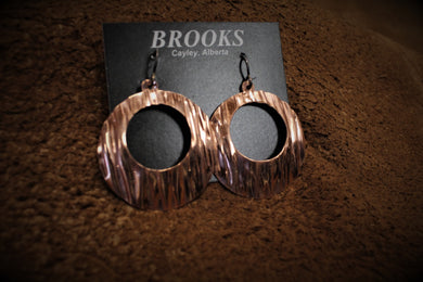 Textured Circle Copper Earrings