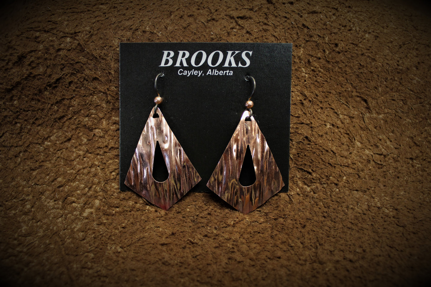 Textured Diamond Copper Earrings