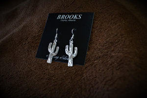 Hand Engraved Sterling Silver Cactus Earrings