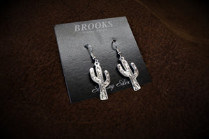 Hand Engraved Sterling Silver Cactus Earrings