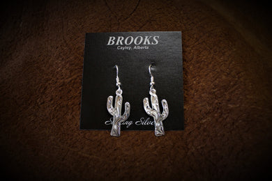 Hand Engraved Sterling Silver Cactus Earrings