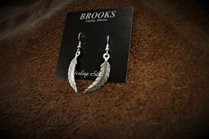 Hand Engraved Sterling Silver Feather Earrings