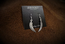 Load image into Gallery viewer, Hand Engraved Sterling Silver Feather Earrings