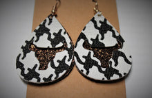 Load image into Gallery viewer, Faux Leather Earrings with Longhorn Skull