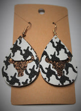 Load image into Gallery viewer, Faux Leather Earrings with Longhorn Skull