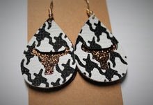 Load image into Gallery viewer, Faux Leather Earrings with Longhorn Skull