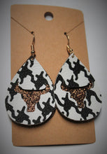 Load image into Gallery viewer, Faux Leather Earrings with Longhorn Skull