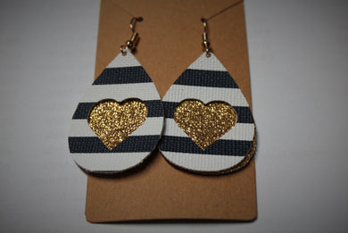 Faux Leather Earrings with Heart