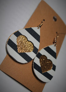 Faux Leather Earrings with Heart