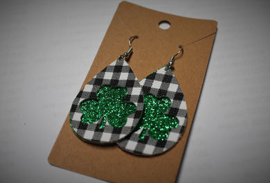 Faux Lather Earrings with Clover