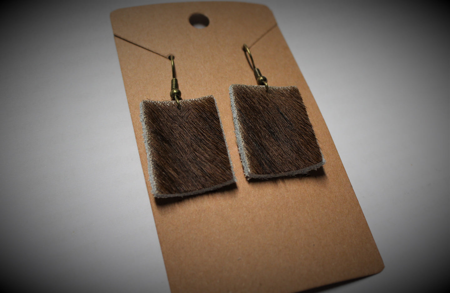 Cowhide Square Earrings