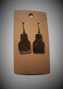 Cowhide Ear Tag Earrings