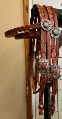 Stamped Brow Band Headstalls with Brooks Hardware